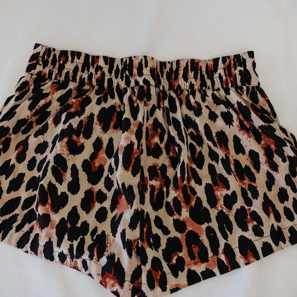 Leopard Print Satin Shorts Size M